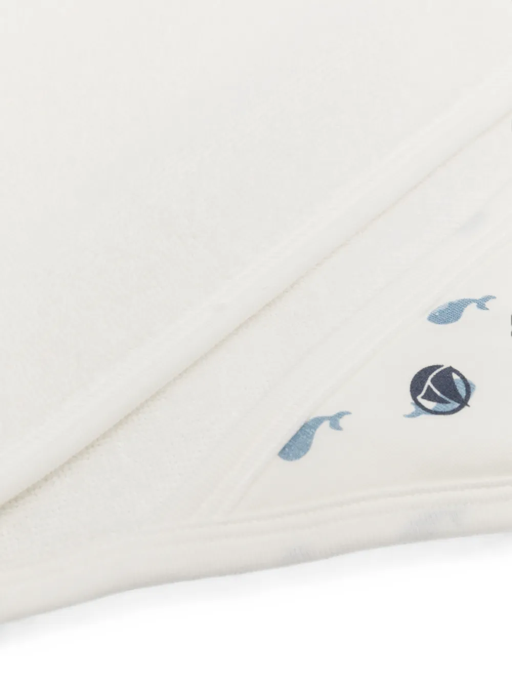 Petit Bateau Handdoek met capuchon en walvis-print Wit