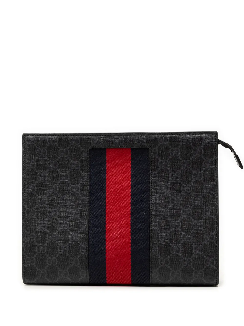 Gucci Pre-Owned Clutch in tessuto in tessuto GG Supreme con decorazione Web 2000-2015 - Nero