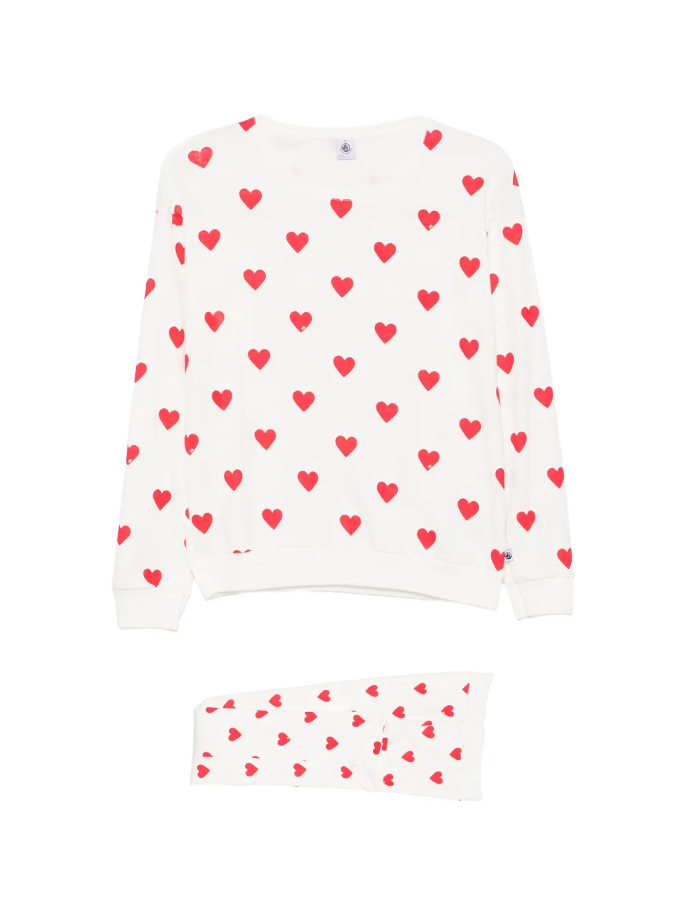 Petit Bateau Pyjama mit Herz-Print - Weiß