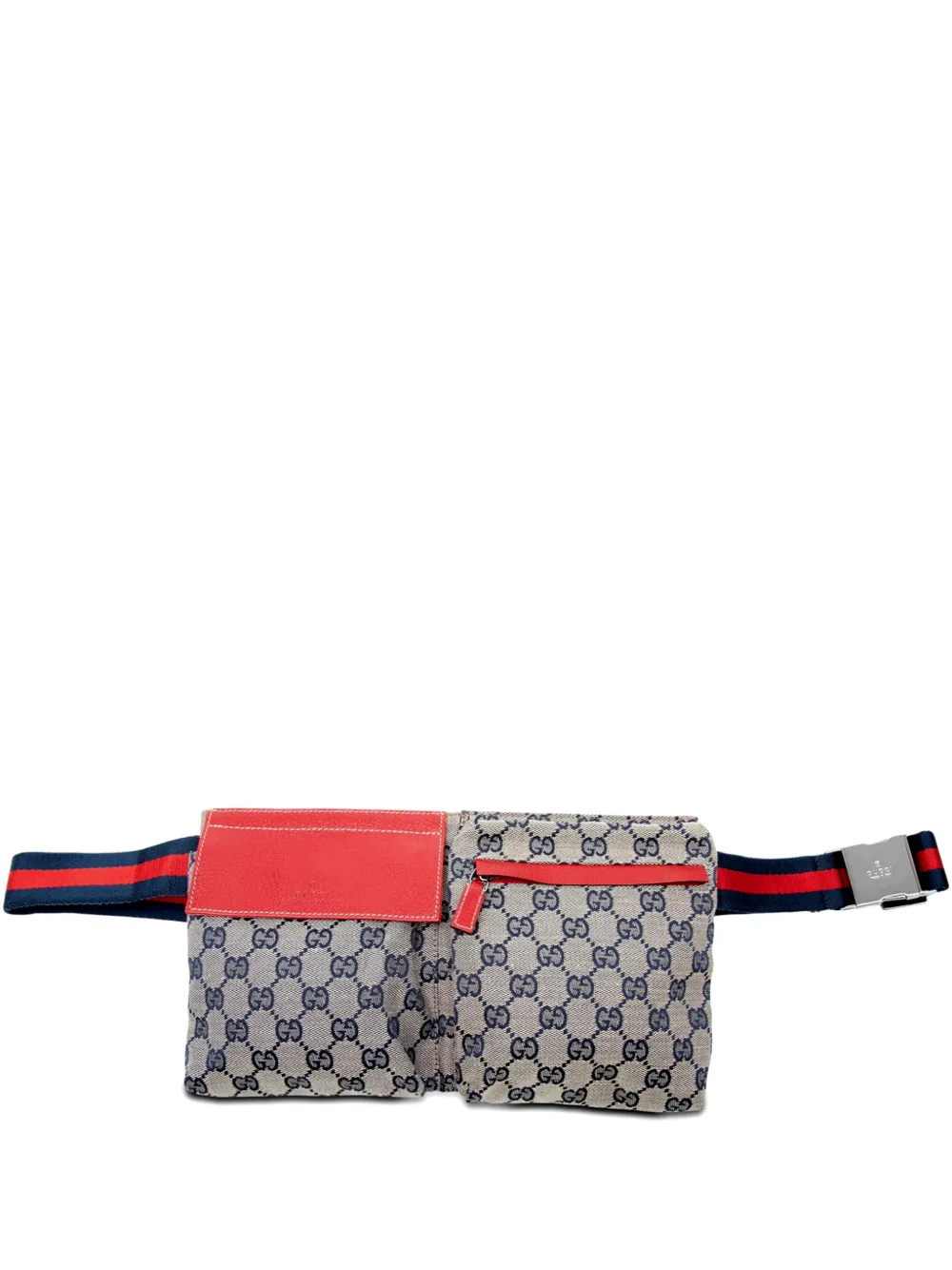 Gucci Pre-Owned 2000-2015 GG Canvas Web Double Pocket belt bag - Red