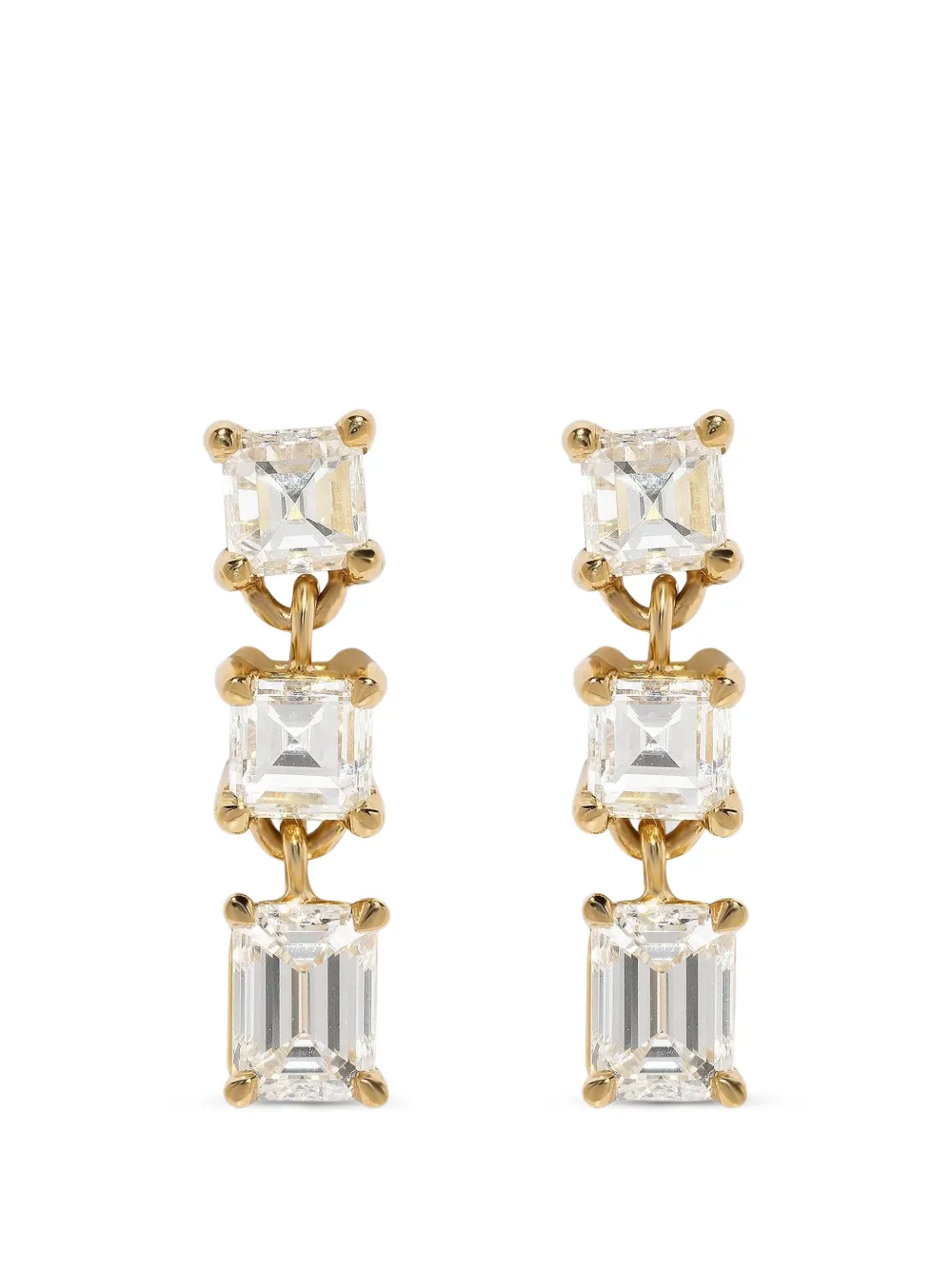 Azlee Illusion Carre diamond earrings - Oro