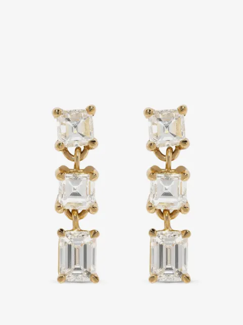 Azlee Illusion Carre diamond earrings