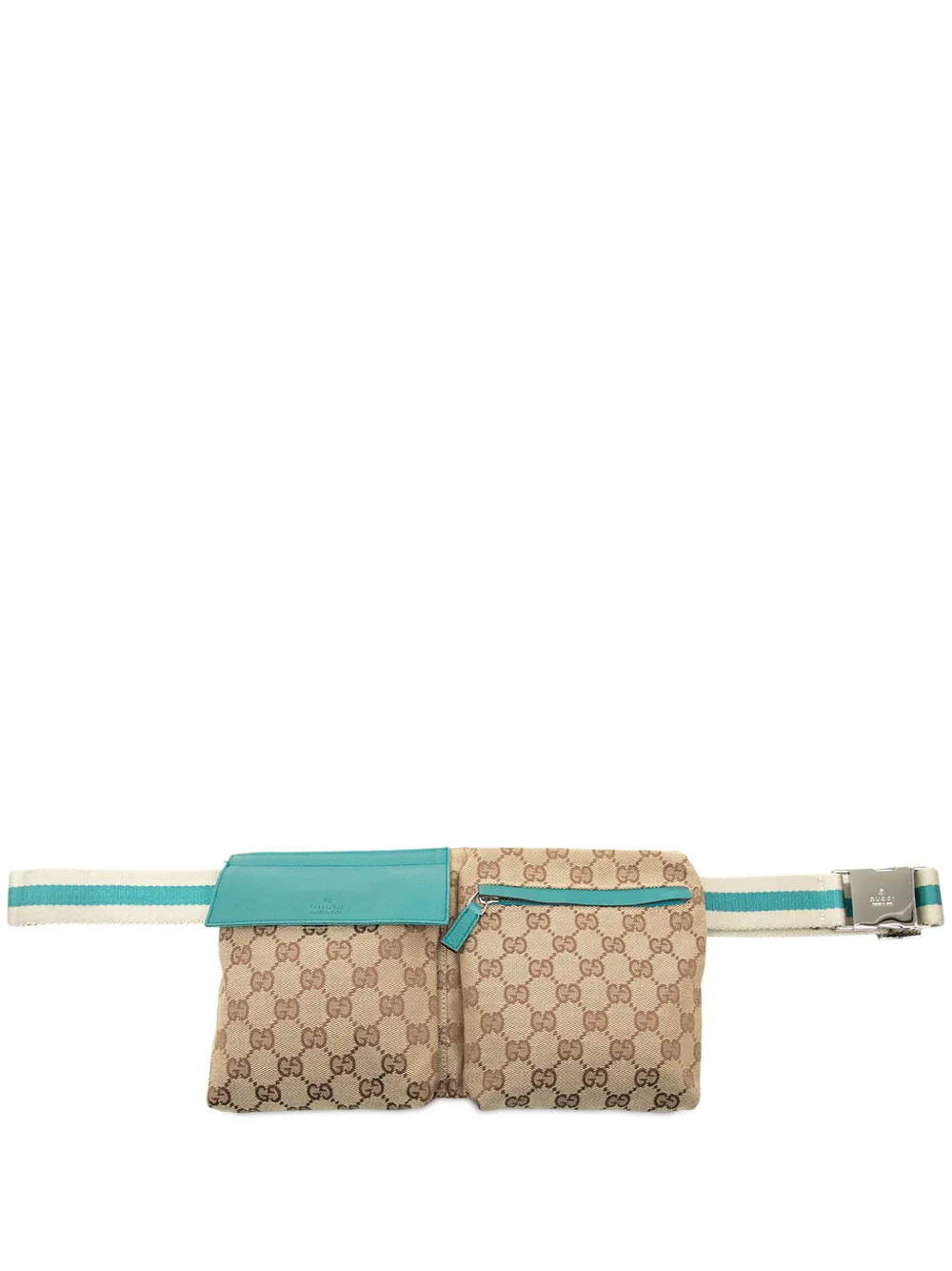 Gucci Pre-Owned 2000-2015 GG Canvas Web Double Pocket belt bag - Nude