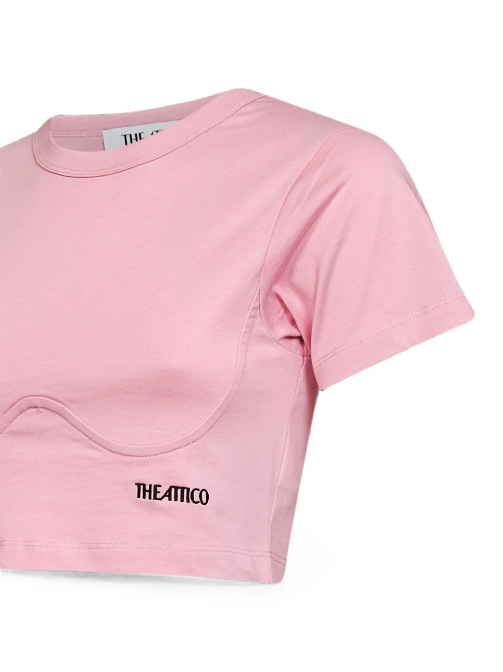 The Attico logo-embroidered T-shirt Roze