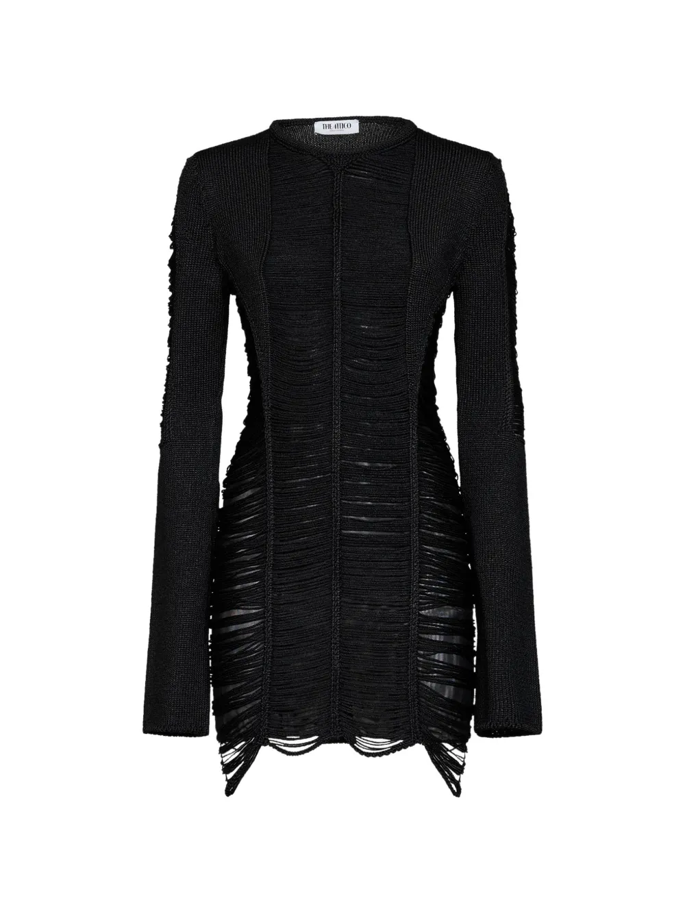 The Attico fringe-detail mini dress - Nero