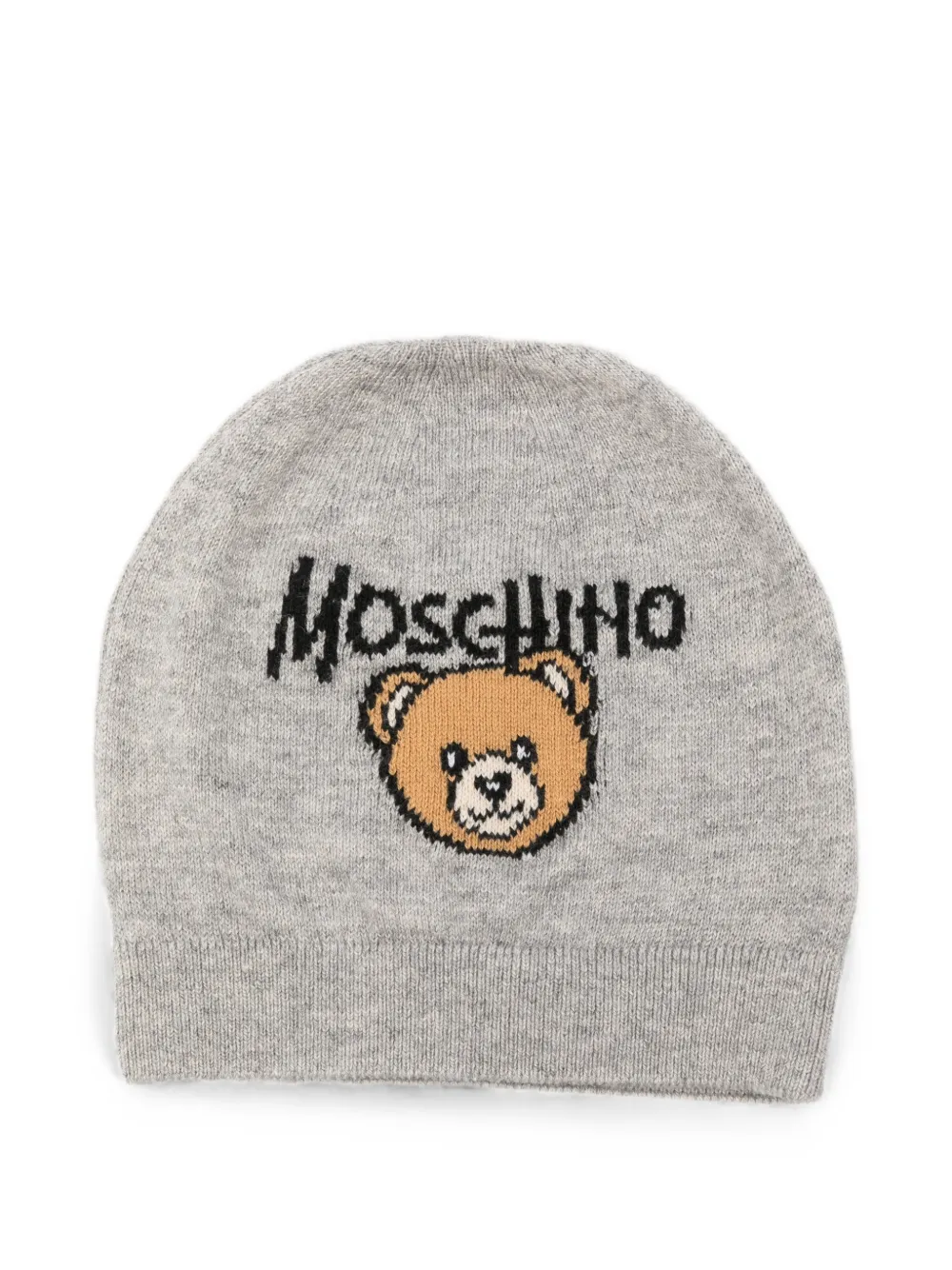 Moschino Kids Teddy Bear intarsia-knit beanie hat - Grigio