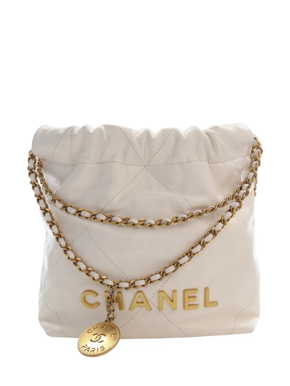 CHANEL Pre-Owned Borsa passepartout 22 mini in pelle di vitello lucida 2021-2026 - Bianco