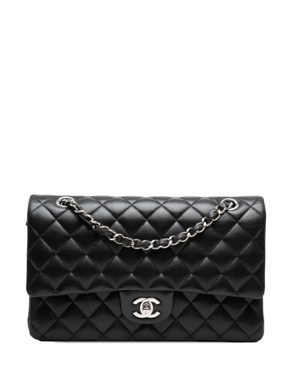 CHANEL Pre-Owned Borsa a spalla media in pelle di agnello con doppio battente 2019 - Nero