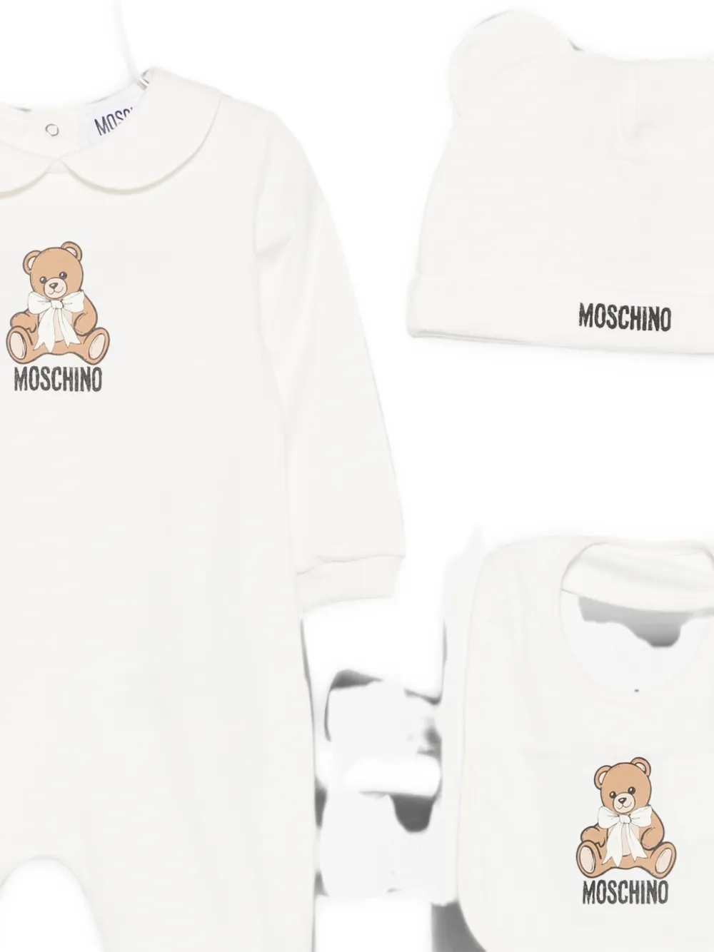 Moschino Kids Romper met teddybeerprint Wit