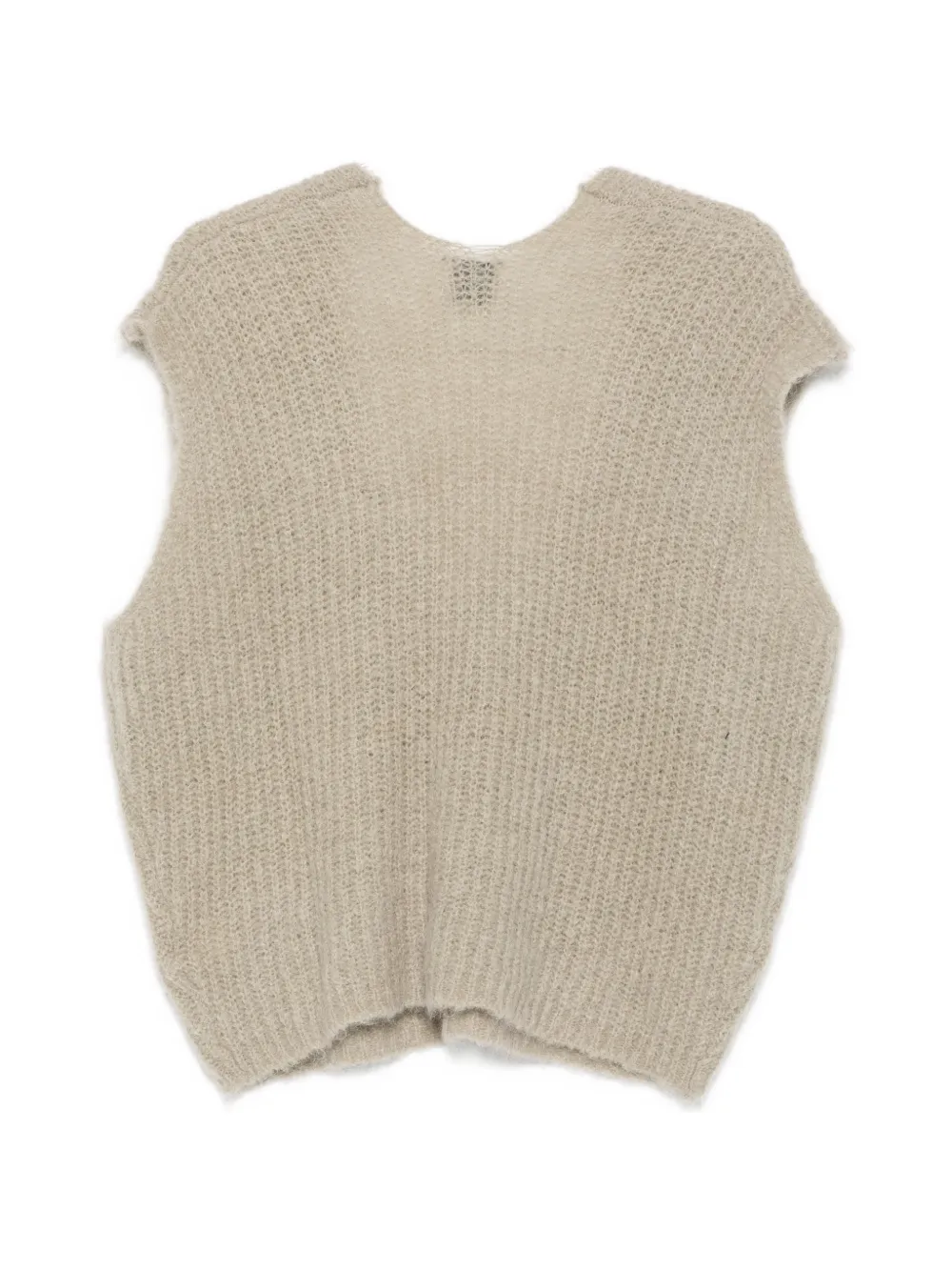 Alysi Ribgebreide spencer met V-hals Beige