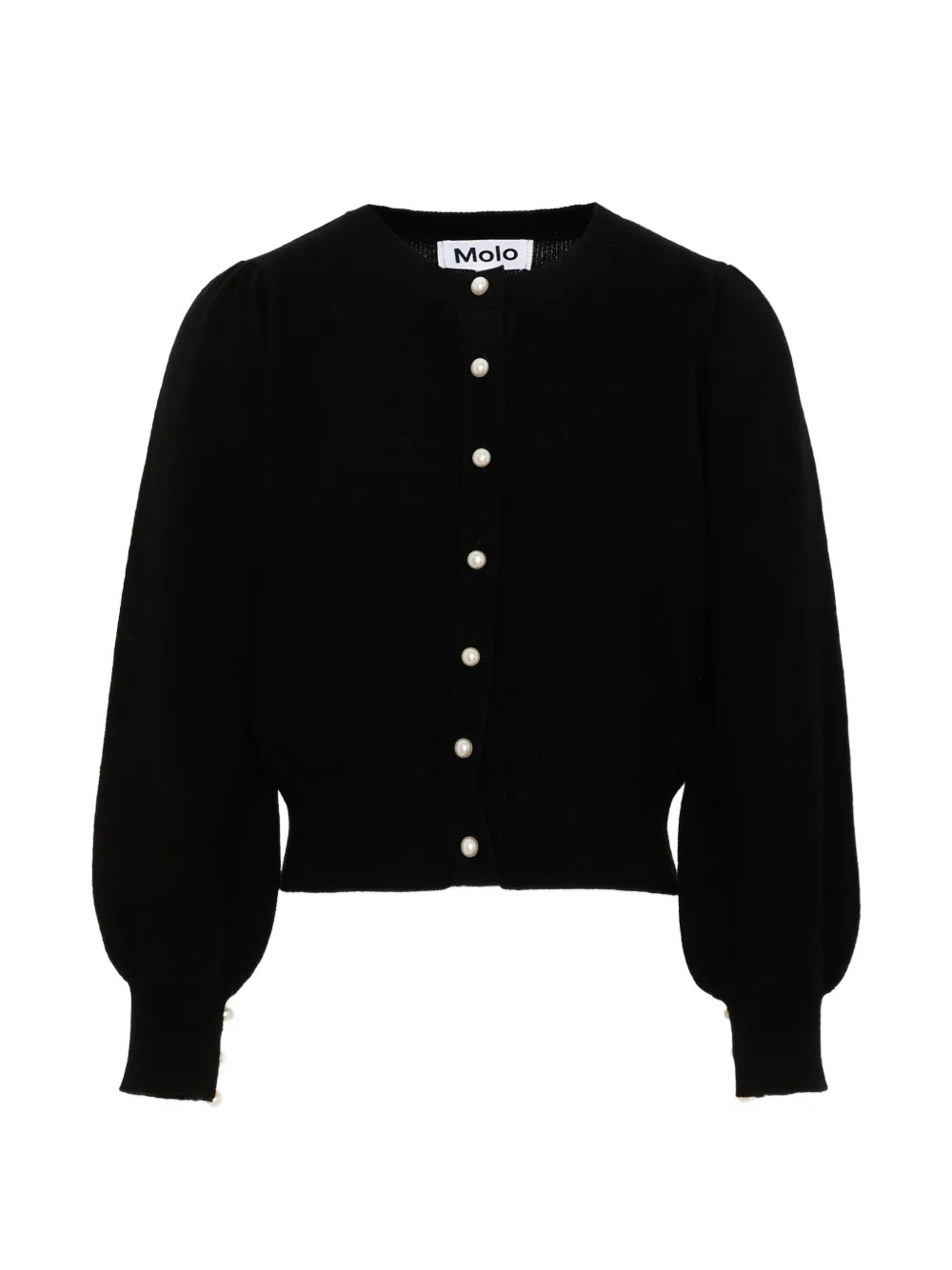 Molo Guinevere faux-pearl puff-sleeve cardigan - Nero
