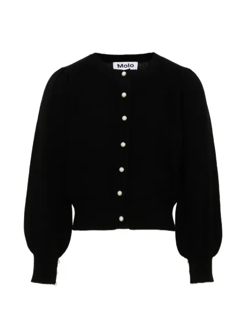 Molo Guinevere faux-pearl puff-sleeve cardigan