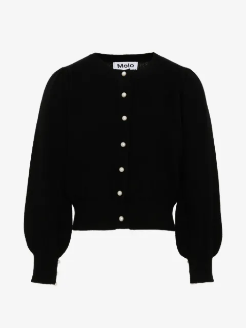 Molo Guinevere faux-pearl puff-sleeve cardigan