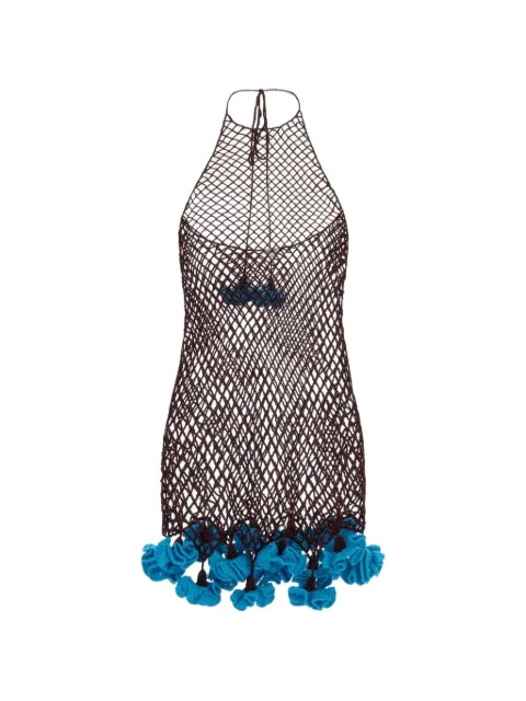 Alaïa crochet pom-pom mini dress