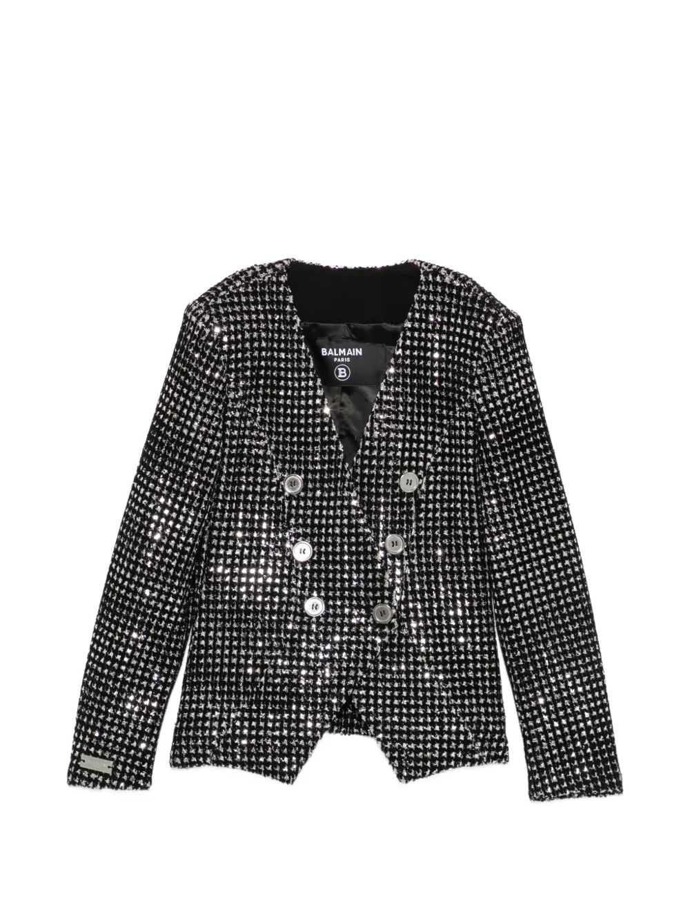 Balmain Kids Doppelreihiger Blazer mit Pailletten - Schwarz
