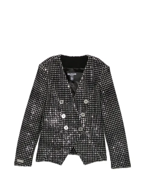 Balmain Kids chaqueta con lentejuelas y doble botonadura