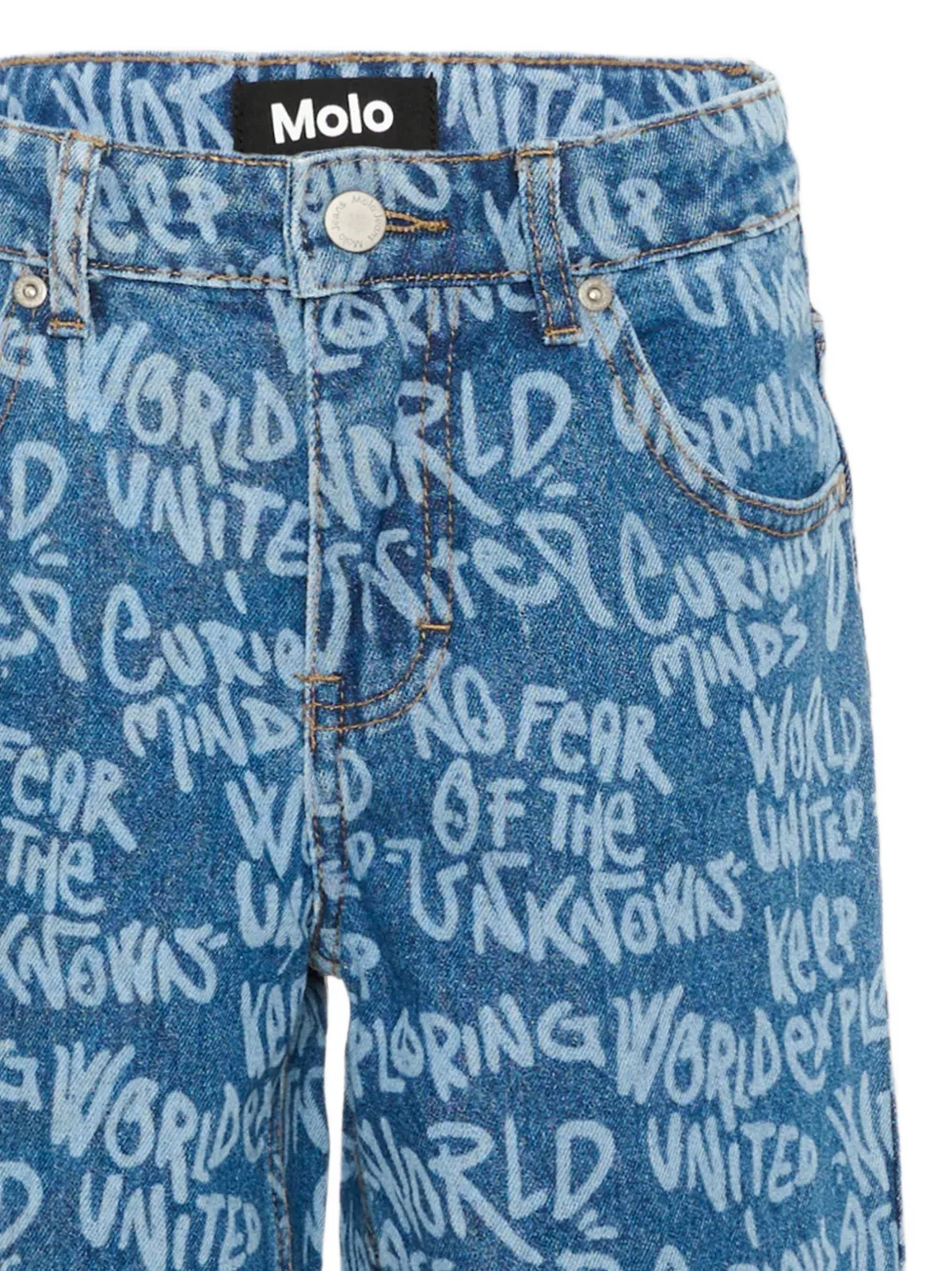 Molo Aiden jeans met wijde pijpen en graffiti-print Blauw