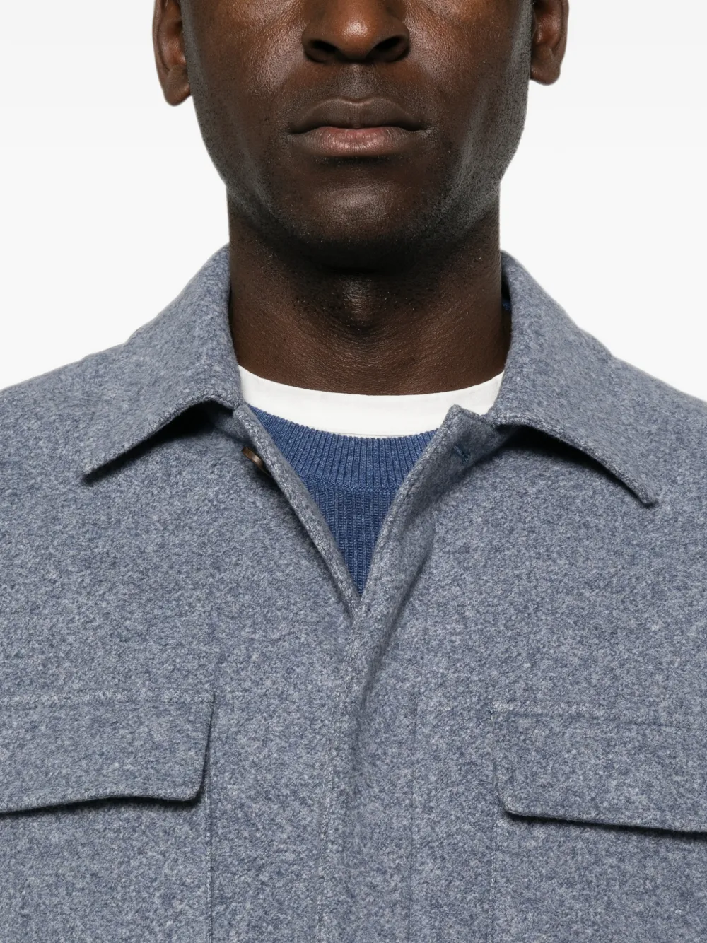 Eleventy Shirtjack met klepzak en knoopsluiting Blauw