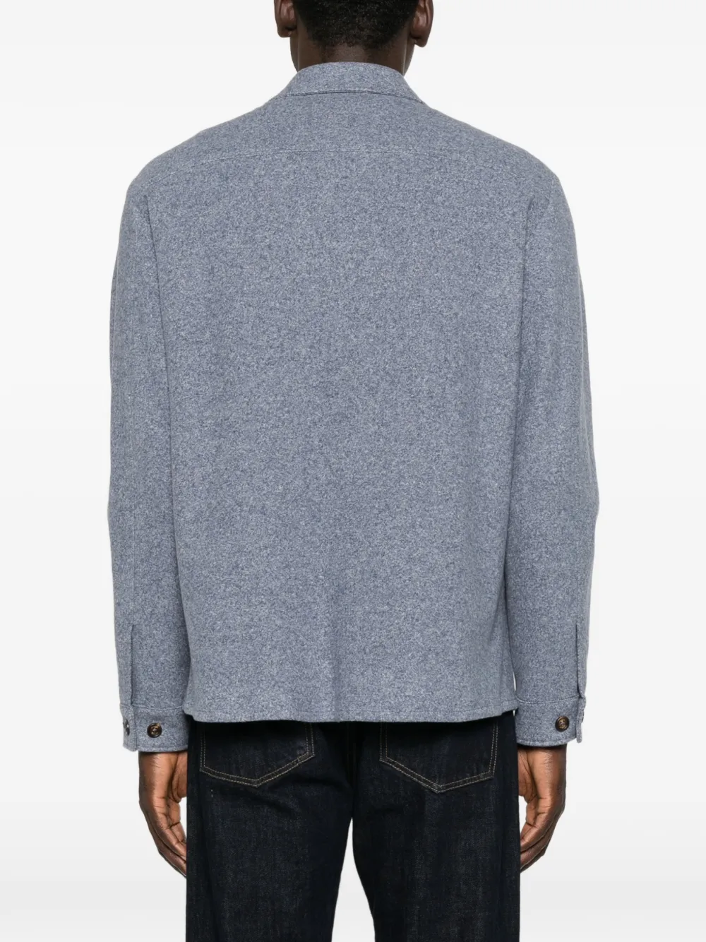 Eleventy Shirtjack met klepzak en knoopsluiting Blauw