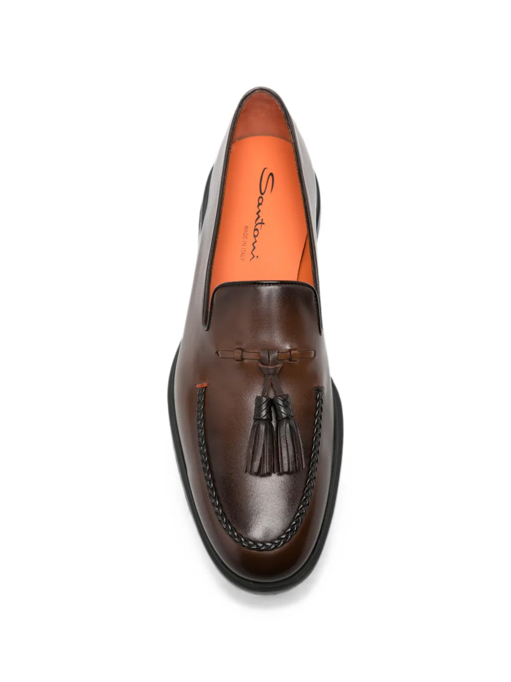 Santoni tassel braided-trim loafers Bruin