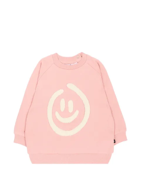 Molo Disc bouclé-patch raglan-sleeve sweater