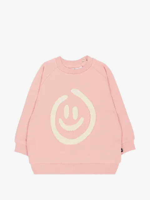 Molo Disc bouclé-patch raglan-sleeve sweater