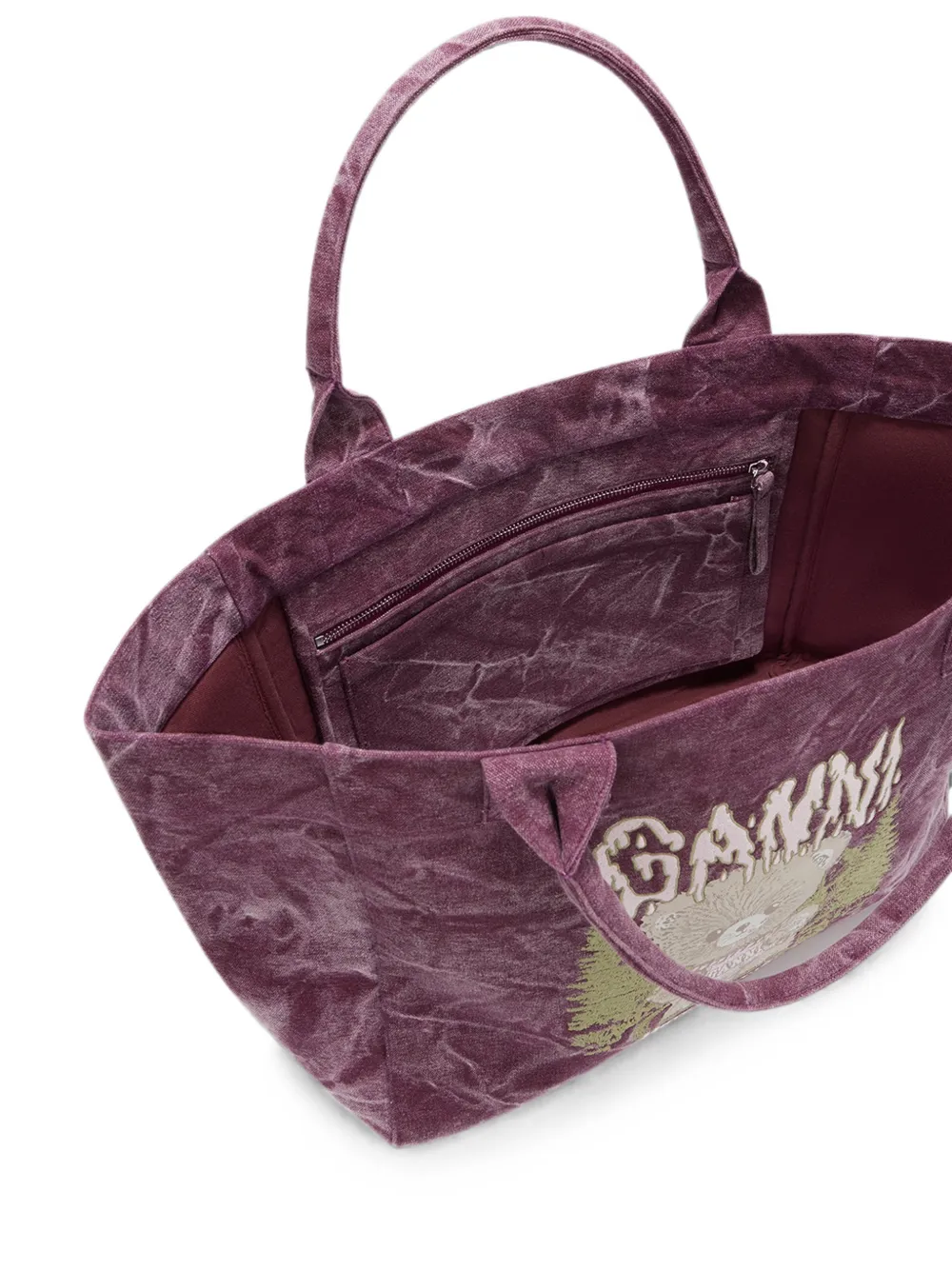 GANNI Shopper met print Roze