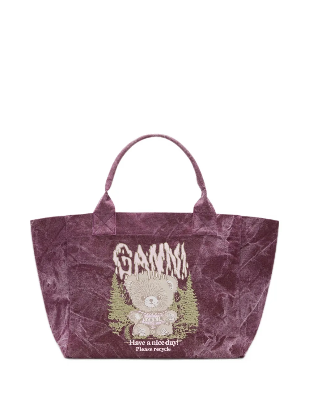 GANNI Shopper met print Roze