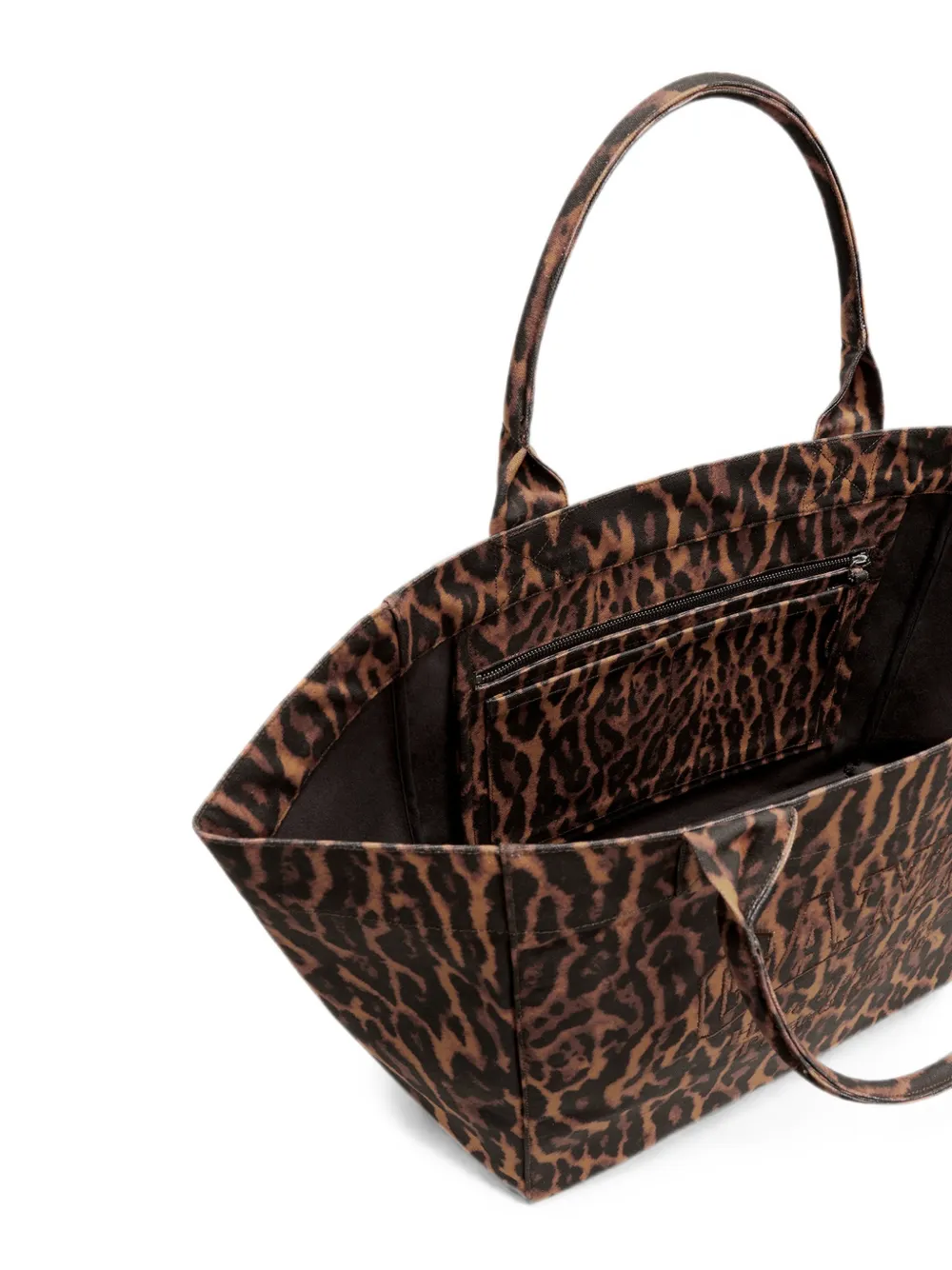 GANNI Shopper met luipaard-print en borduurwerk Bruin