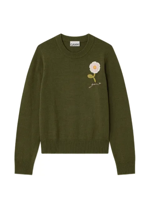 GANNI jersey con flor de ganchillo