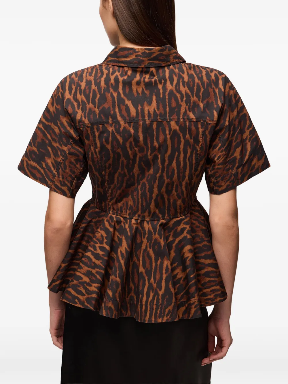 GANNI Katoenen blouse met luipaard-print Bruin
