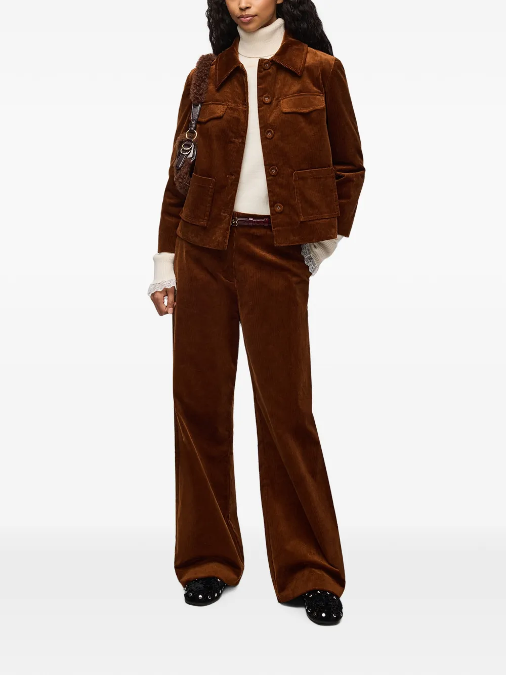 GANNI Ribfluwelen broek Bruin