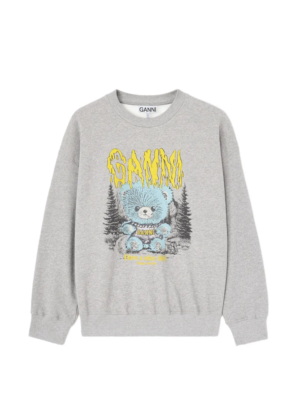 GANNI Felpa girocollo con Forest Teddy - Grigio