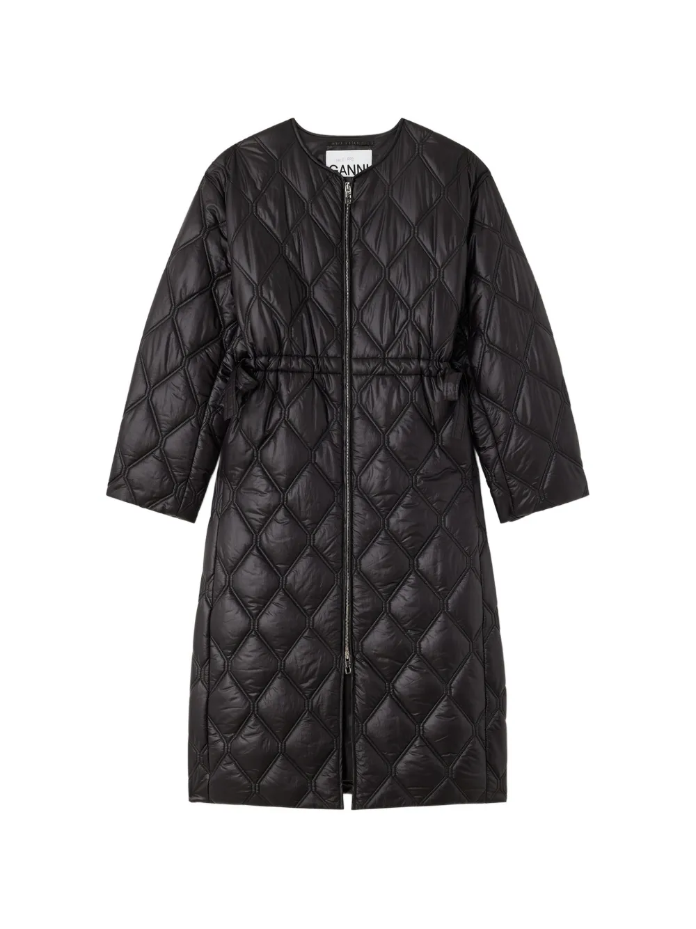 Ganni Coat In Black Quilt In Schwarz