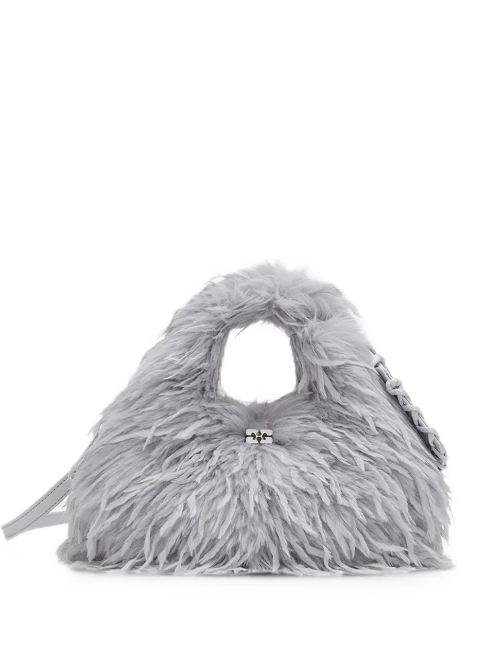 GANNI Mini-tas met veren Grijs