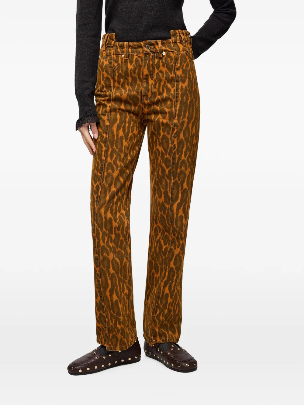 GANNI Jeans met luipaardprint Bruin