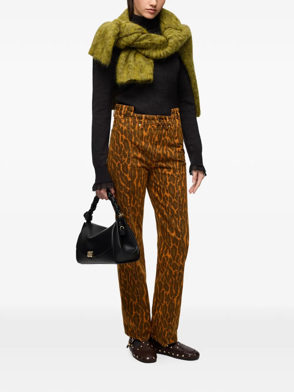 GANNI Jeans met luipaardprint Bruin