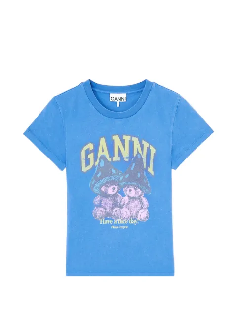 GANNI baby-fit T-shirt with Mushroom Teddy