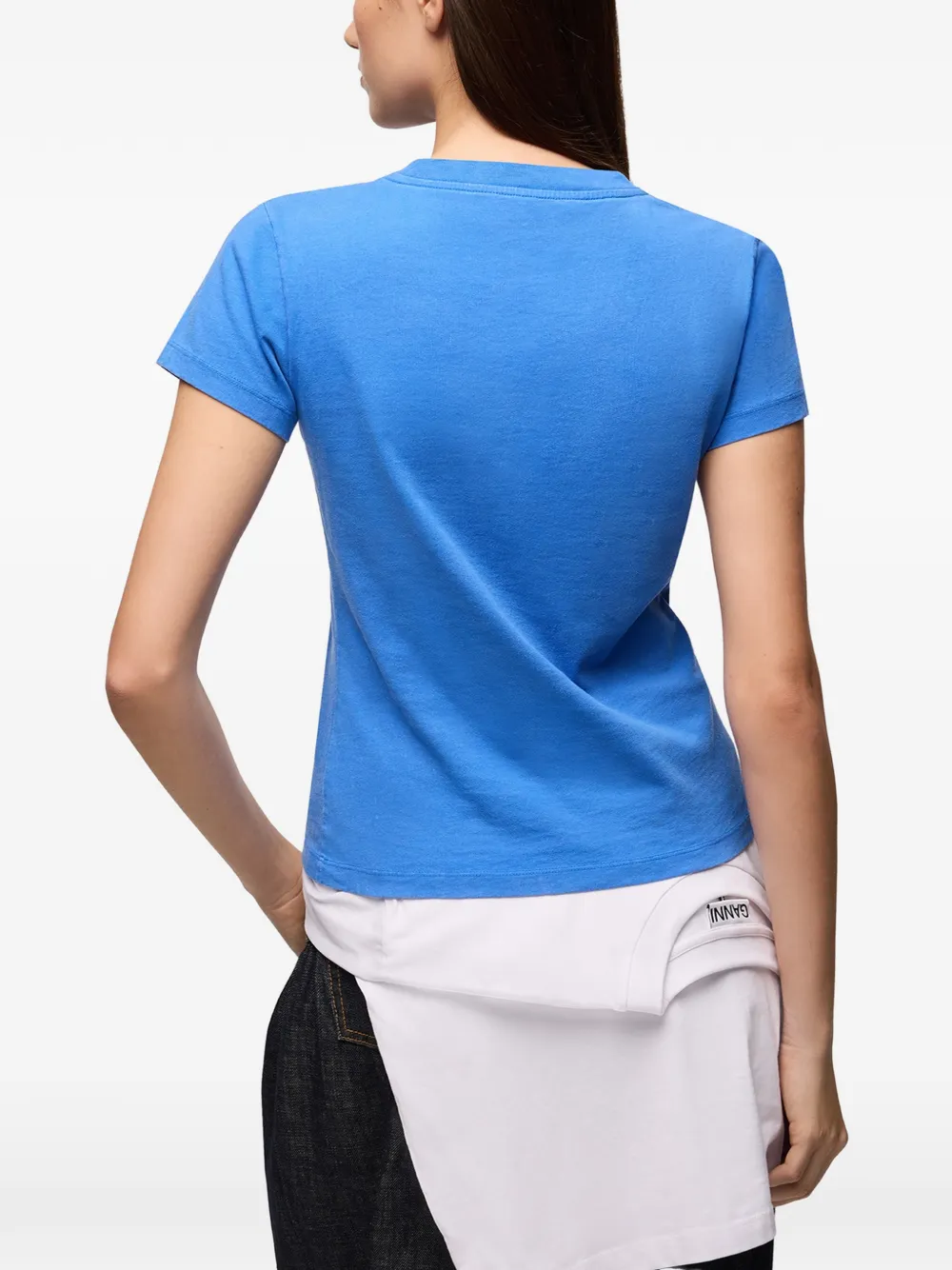 GANNI Baby-fit T-shirt met Mushroom Teddy Blauw