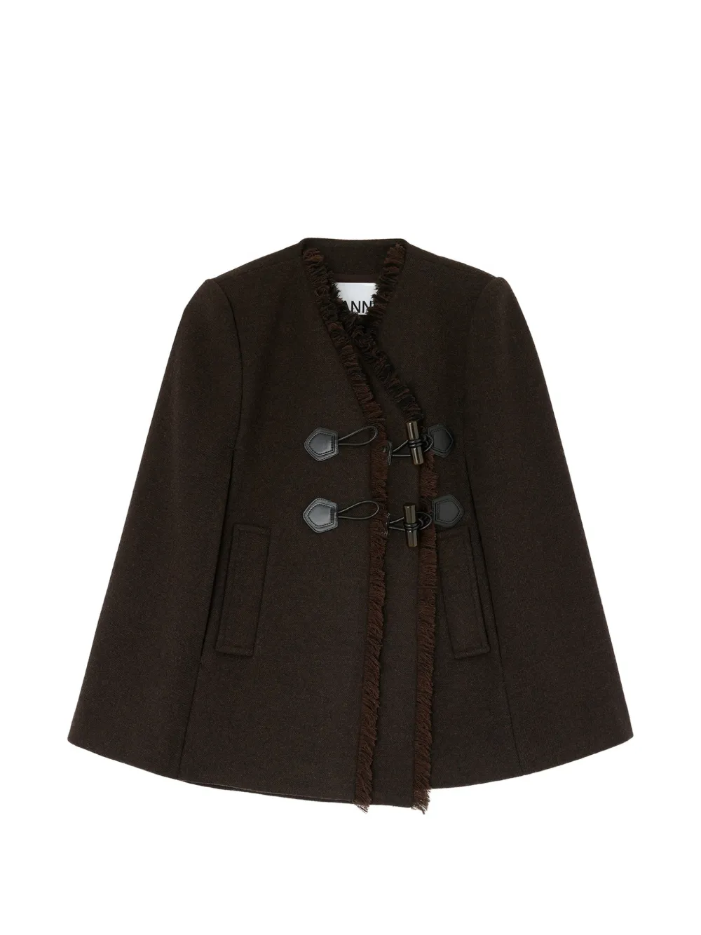 Ganni Cape In Brown Wool In Braun