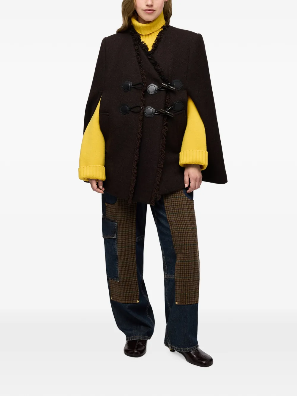 GANNI Wollen cape Bruin