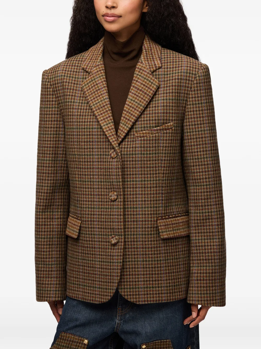 GANNI Blazer met ruit-patroon Bruin