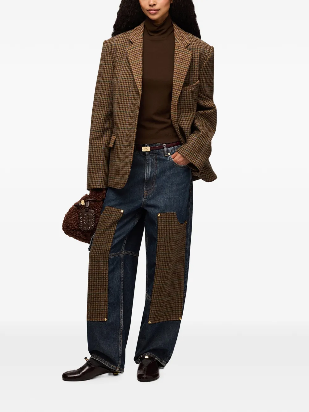GANNI Blazer met ruit-patroon Bruin