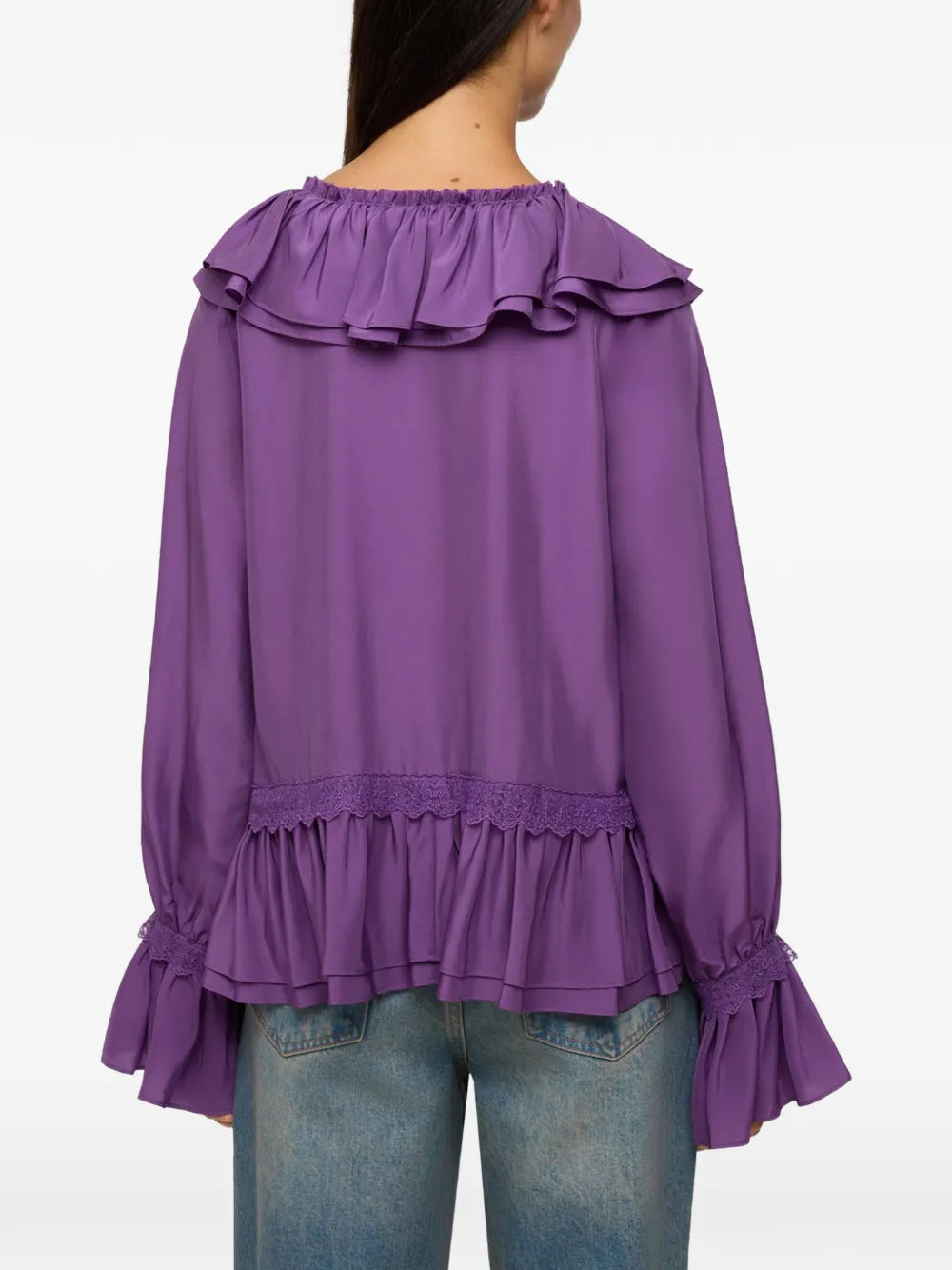 GANNI Blouse van viscose zijde Paars