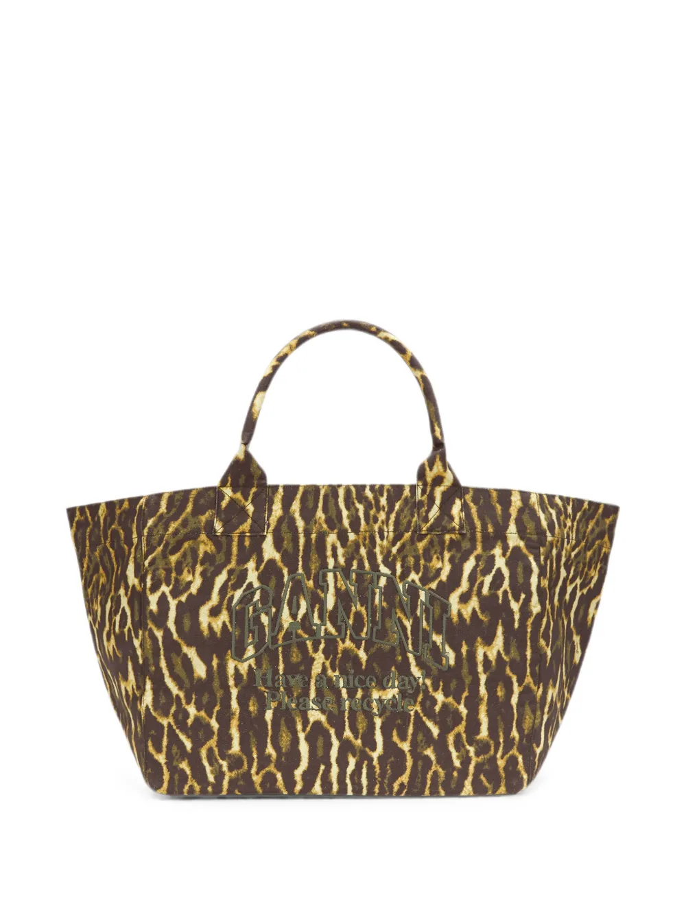 GANNI Borsa tote XXL leopardata - Marrone