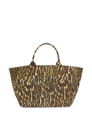 GANNI Leopard Print Zip Tote Bag | Neutrals | FARFETCH