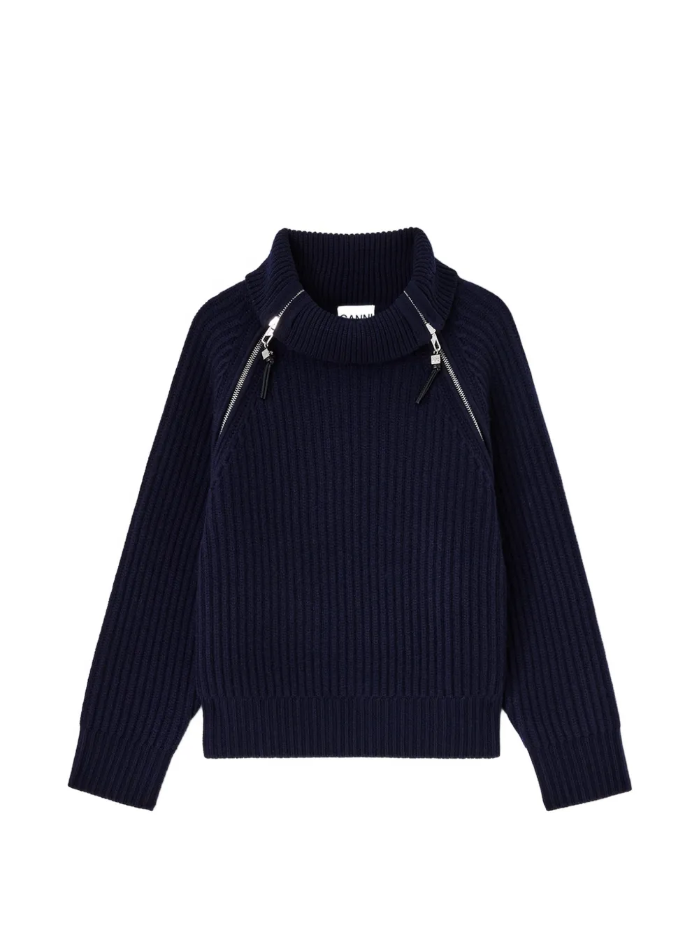 GANNI Coltrui van blauwe wol
