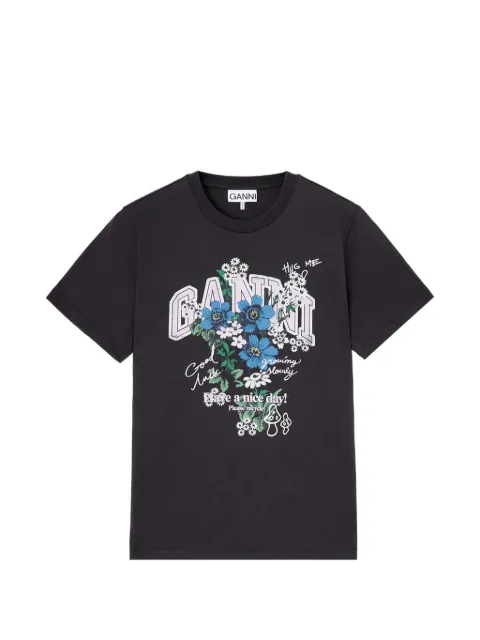 GANNI T-Shirt mit Blumen