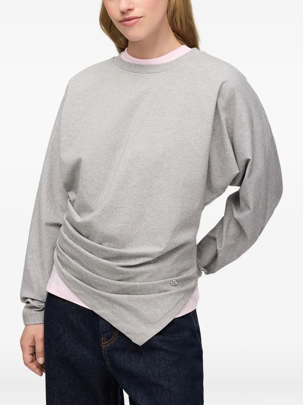 GANNI Gedrapeerde jersey blouse Grijs