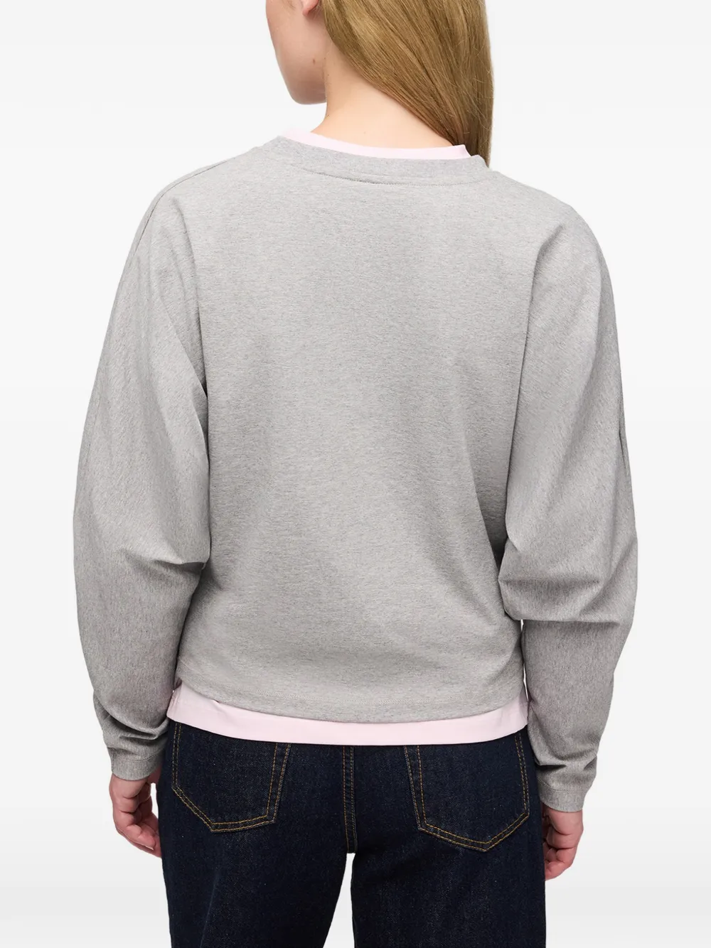 GANNI Gedrapeerde jersey blouse Grijs